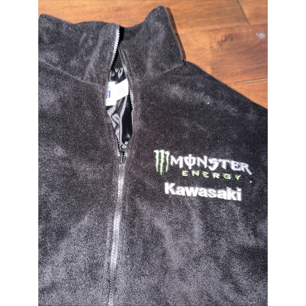XL Vintage Kawasaki Monster Energy Racing 2 Piece Jacket & Fleece Sweater Zip up - Picture 13 of 16